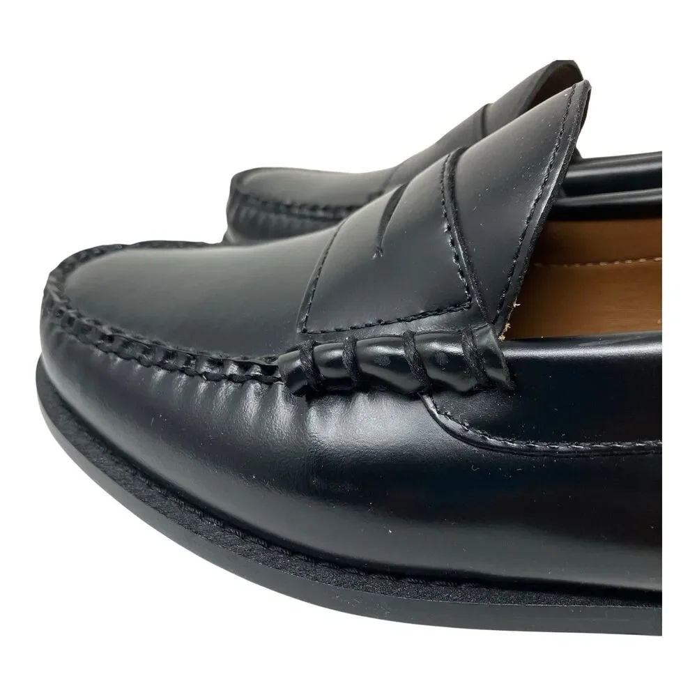 J Crew Penny Loafers Mens 9.5 Black Leather Sole Business Preppy Luxury Shoes